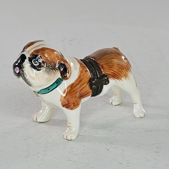 Vintage Studio USA Porcelain Bulldog Trinket Box With Bone - Picture 2 of 8